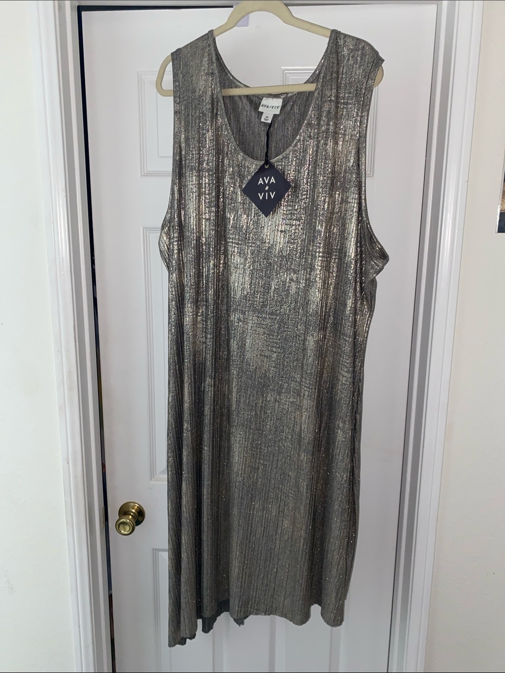 Ava & Viv Metallic Pewter Maxi Tank Dress
